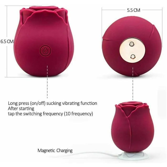 Spanksy Female Sex Toys Rose Clit Suction Sucker Vibrator 10 Mode Sex Toy Red Waterproof Rechargeable