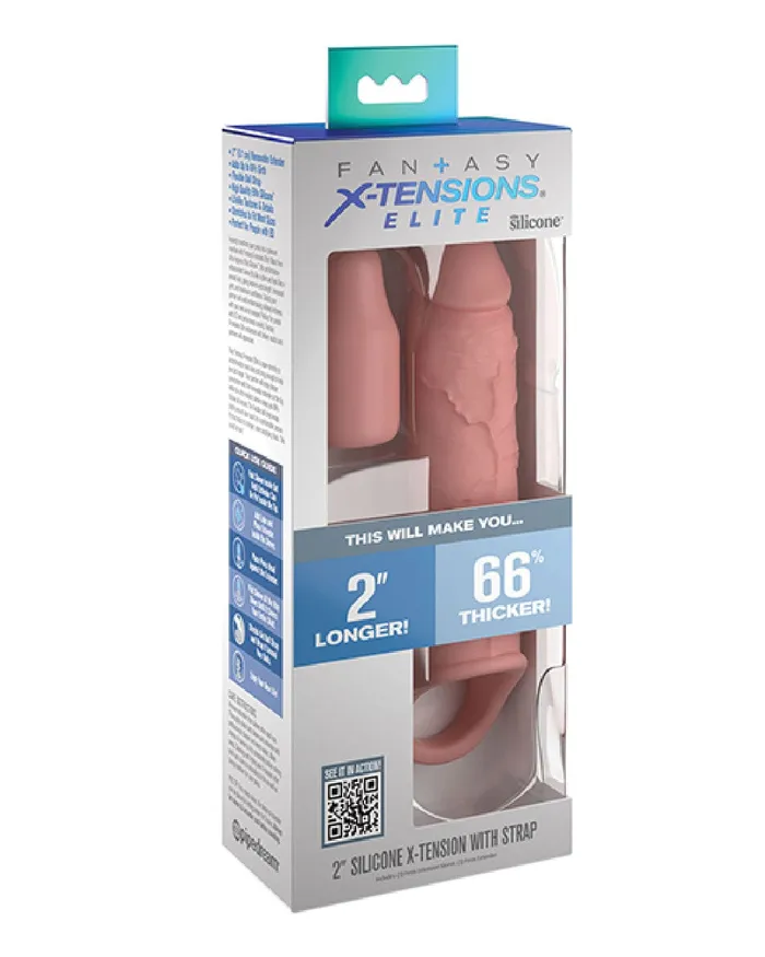 Pipedream Products Male Sex Toys Fantasy 6 Inch Silicone Penis Extension with Ball Strap Vanilla