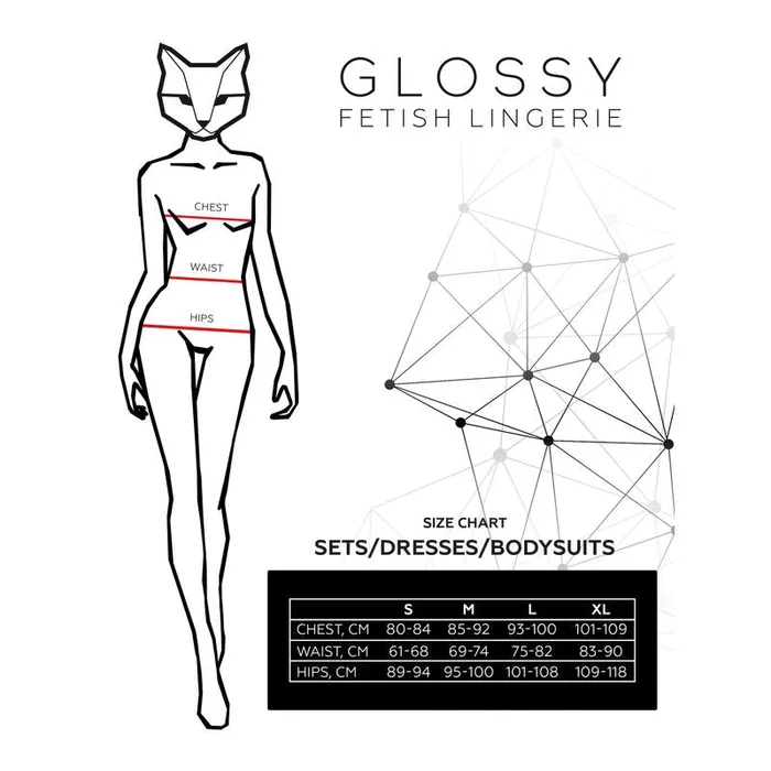 Glossy Wetlook Skirt and Bralette Set Heidi Medium Black Glossy Anal