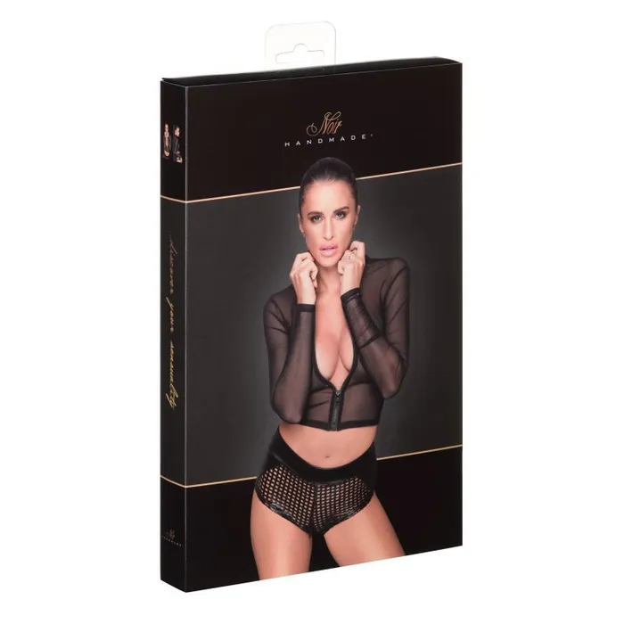 Noir Anal Sheer Zipped Tulle Top Small Black
